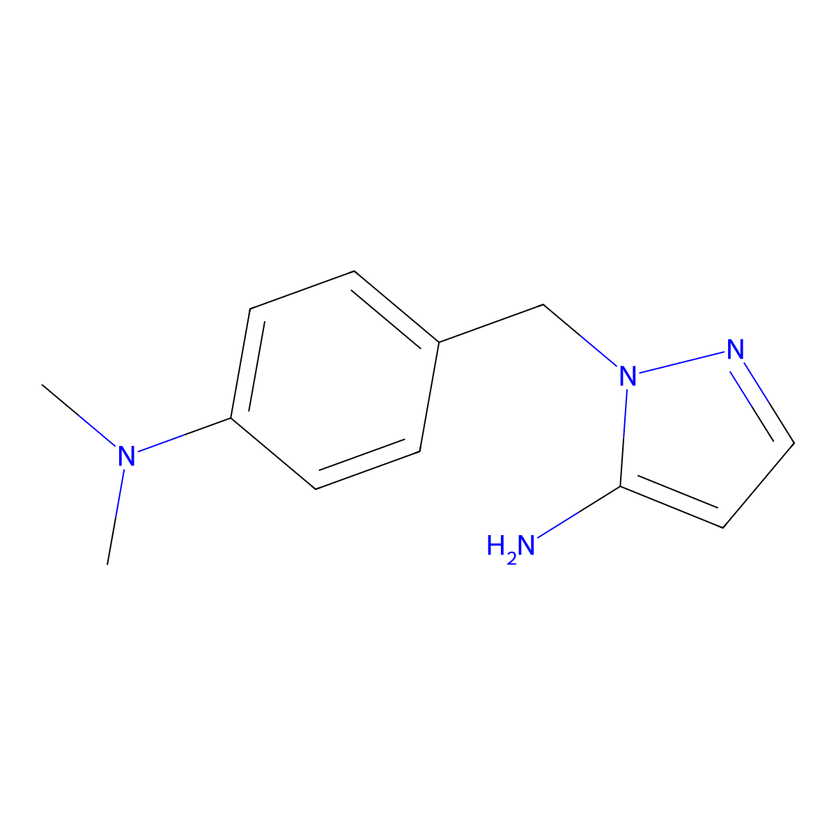 1-((4-(dimethylamino)phenyl)methyl)-1H-pyrazol-5-amine molecular structure, CAS 3524-27-4