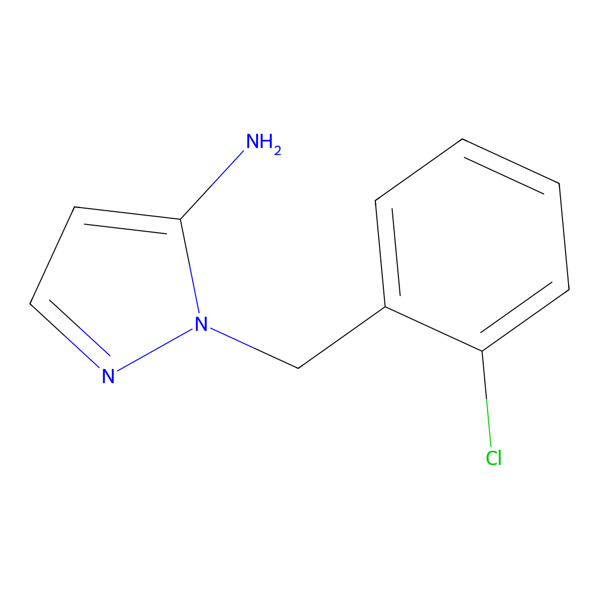 1-((2-chlorophenyl)methyl)-1H-pyrazol-5-amine molecular structure, CAS 3524-28-5
