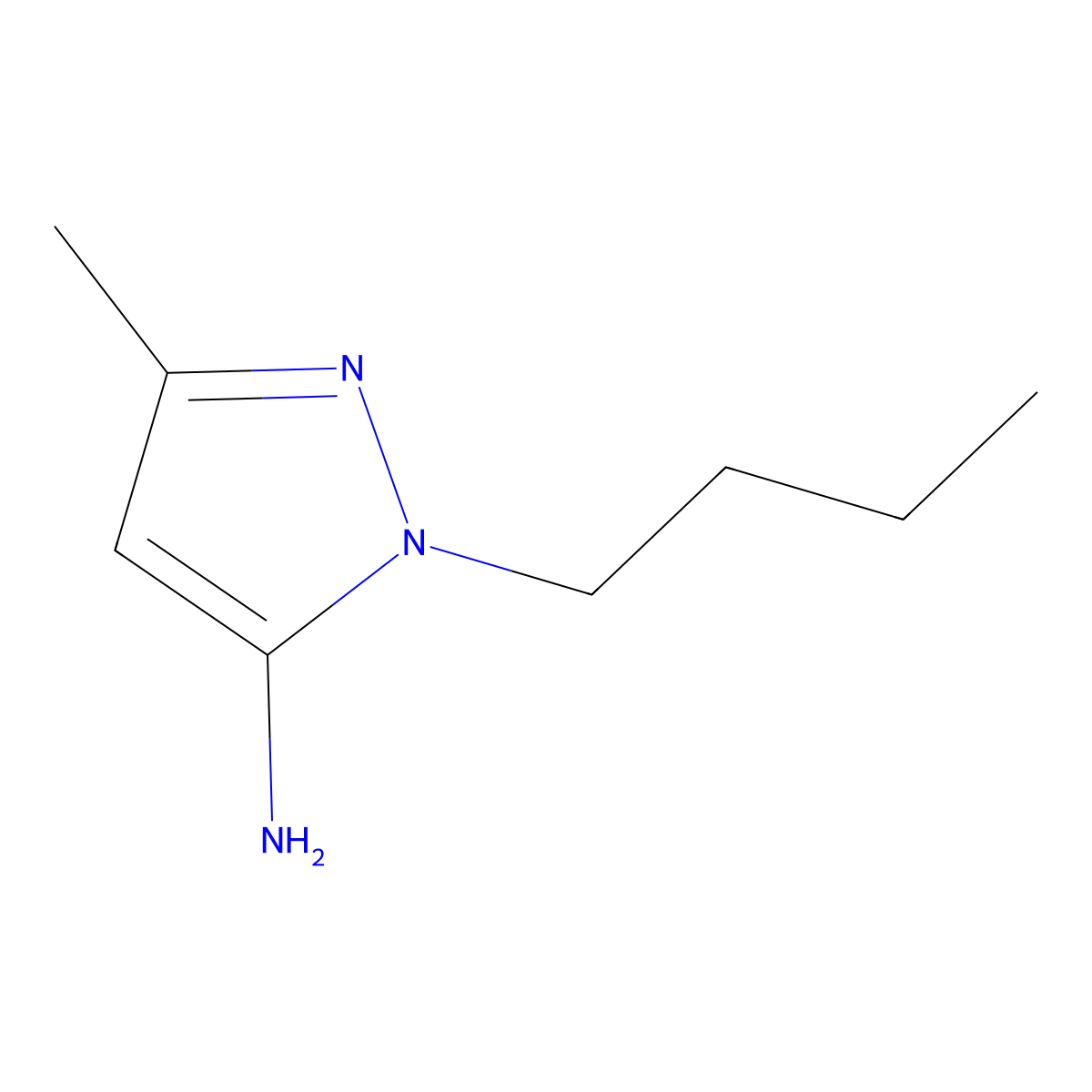 1-Butyl-3-methyl-1H-pyrazol-5-amine molecular structure, CAS 3524-35-4