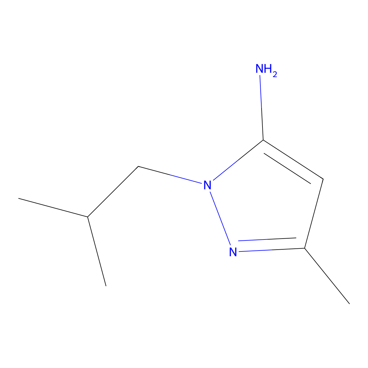 1-Isobutyl-3-methyl-1H-pyrazol-5-amine molecular structure, CAS 3524-36-5