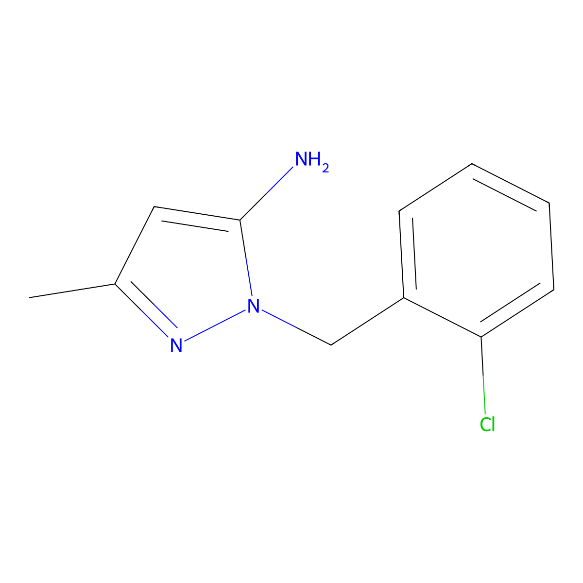 1-[(2-Chlorophenyl)methyl]-3-methyl-1H-pyrazol-5-amine molecular structure, CAS 3524-40-1