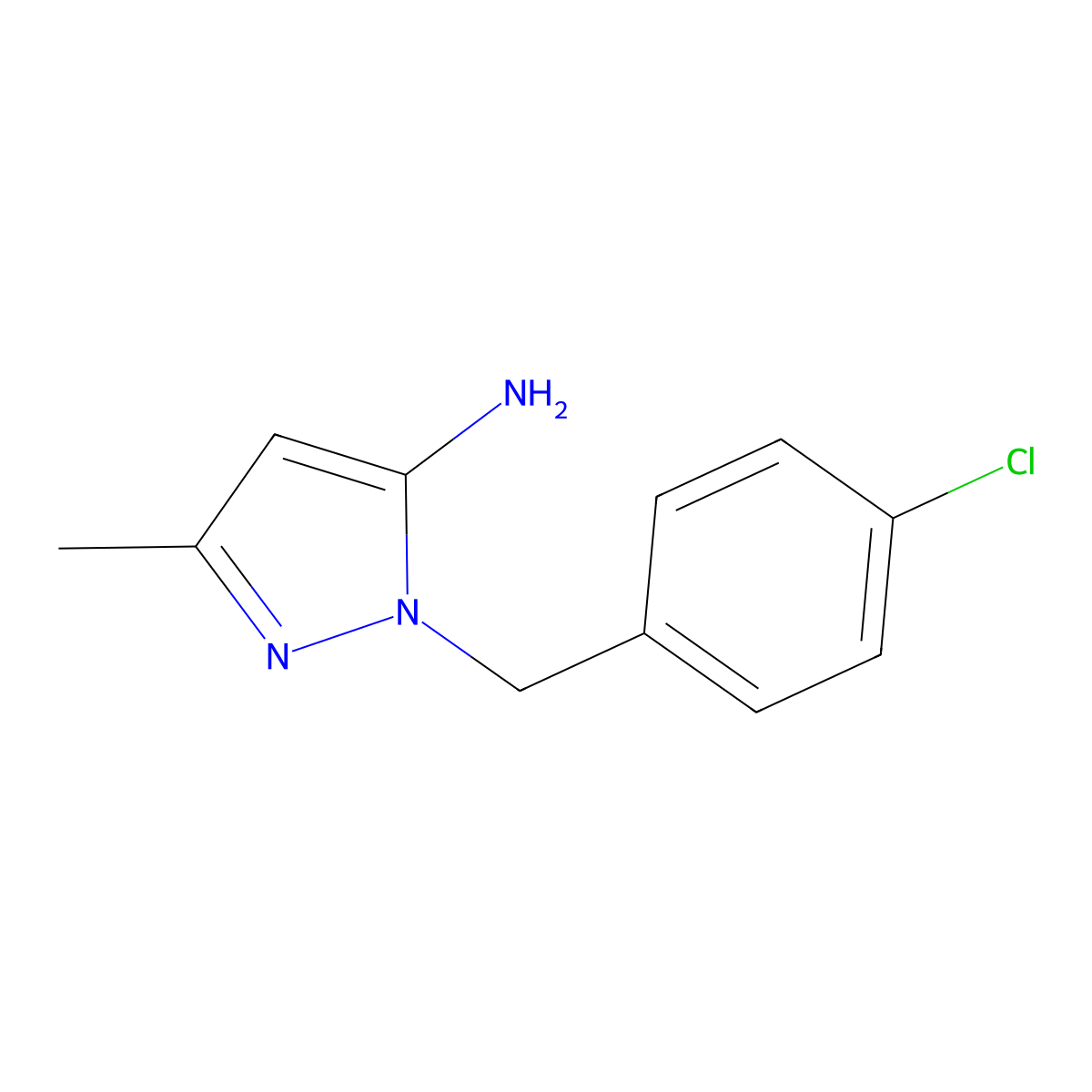 1-(4-chlorobenzyl)-3-methyl-1H-pyrazol-5-amine molecular structure, CAS 3524-41-2