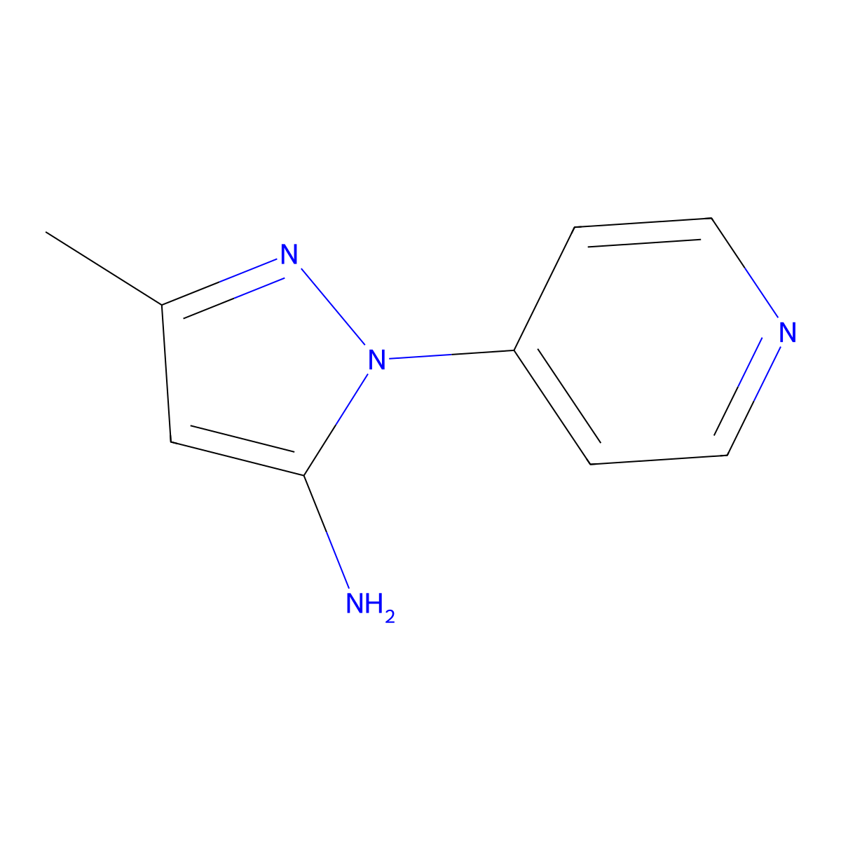 3-methyl-1-(pyridin-4-yl)-1H-pyrazol-5-amine molecular structure, CAS 3524-44-5