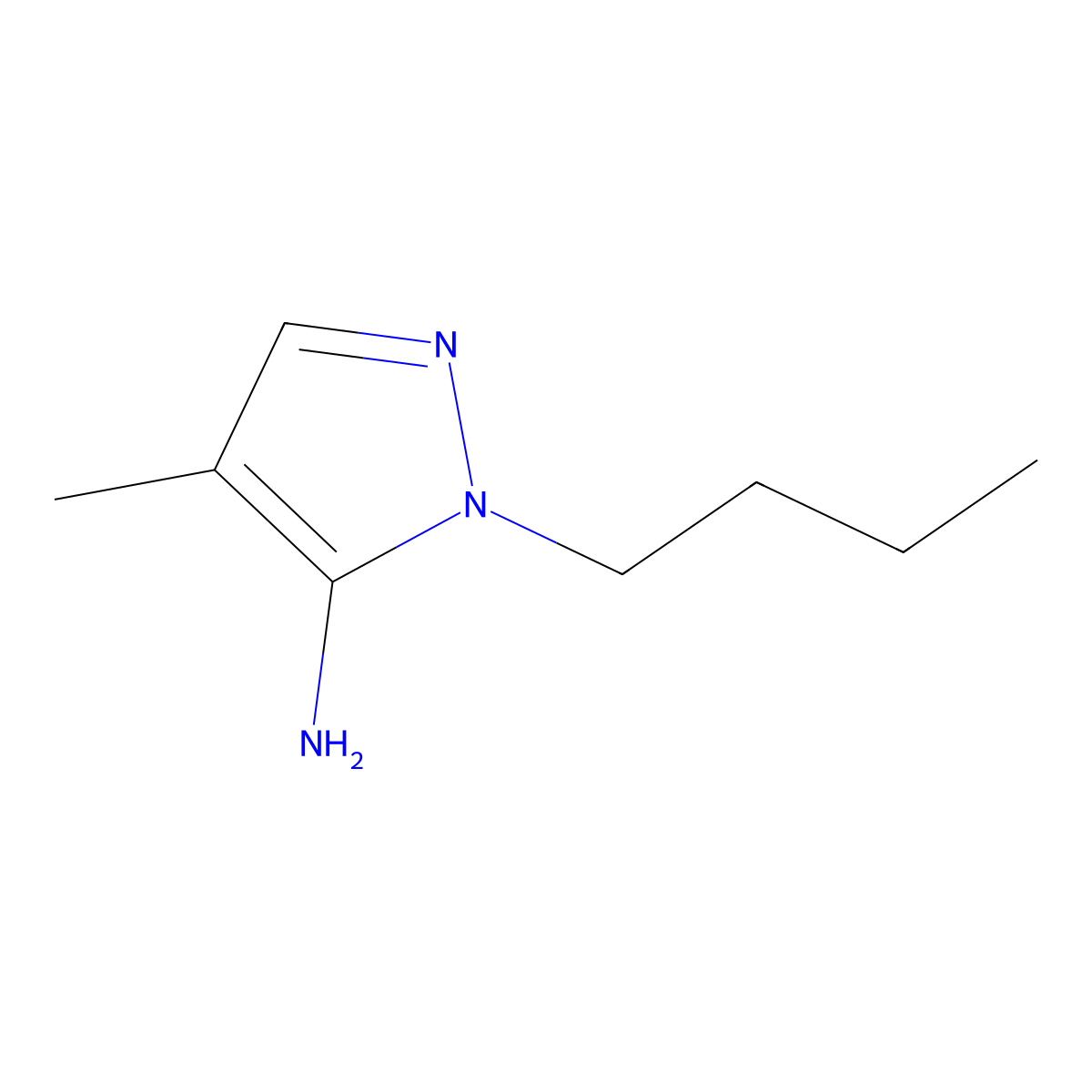1-Butyl-4-Methyl-1H-Pyrazol-5-Amine molecular structure, CAS 3524-51-4