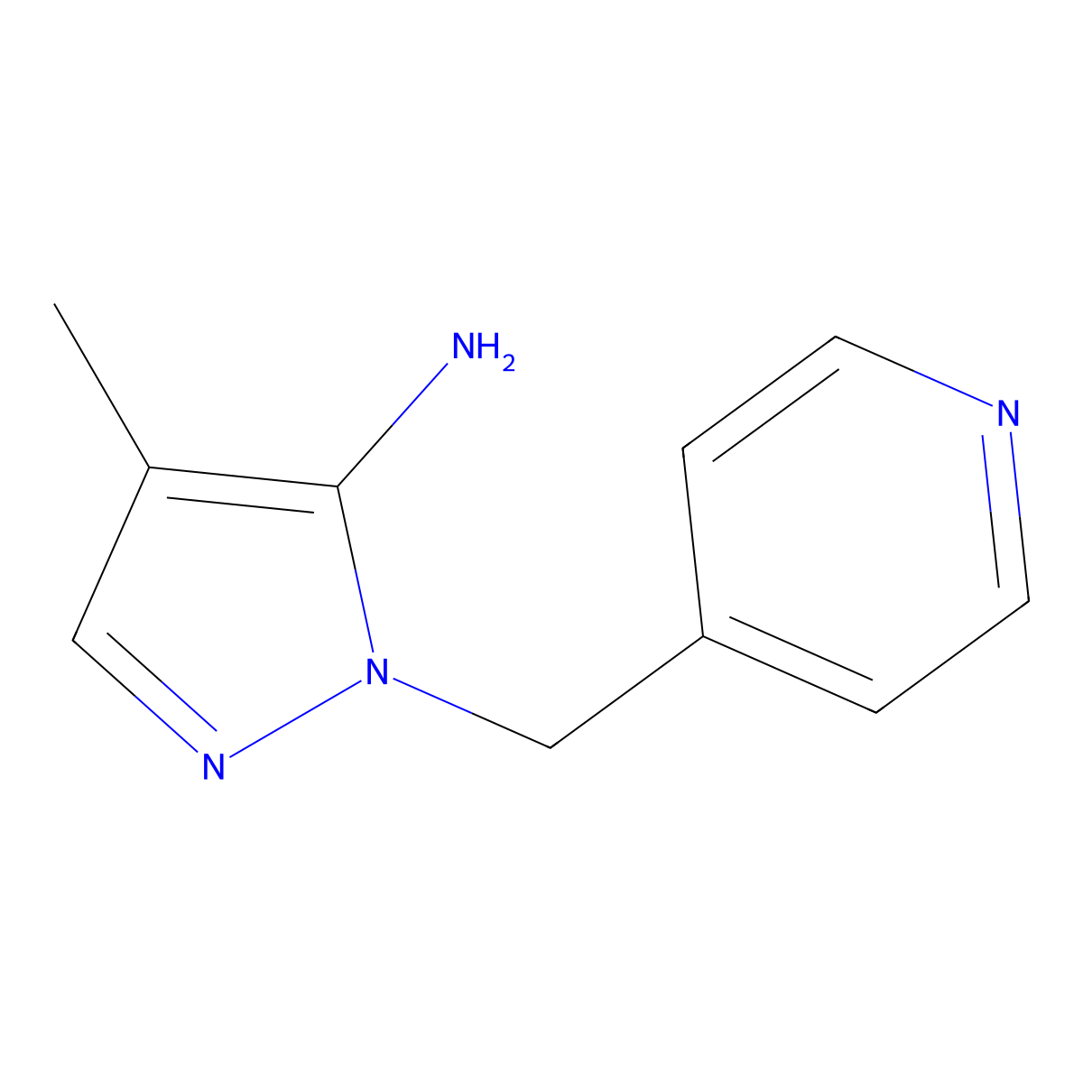 4-methyl-1-(pyridin-4-ylmethyl)-1H-pyrazol-5-amine molecular structure, CAS 3524-52-5