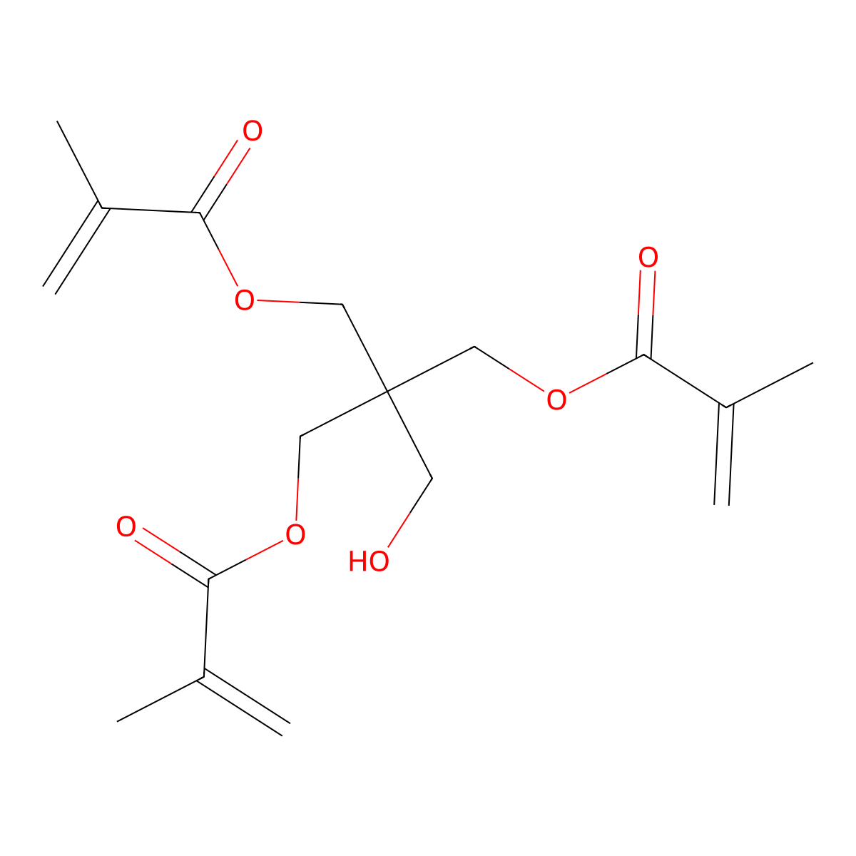 2-(Hydroxymethyl)-2-(((2-methyl-1-oxoallyl)oxy)methyl)-1,3-propanediyl bismethacrylate molecular structure, CAS 3524-66-1