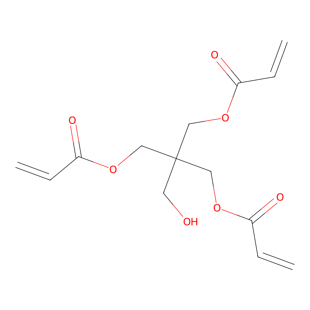 Pentaerythritol triacrylate molecular structure, CAS 3524-68-3