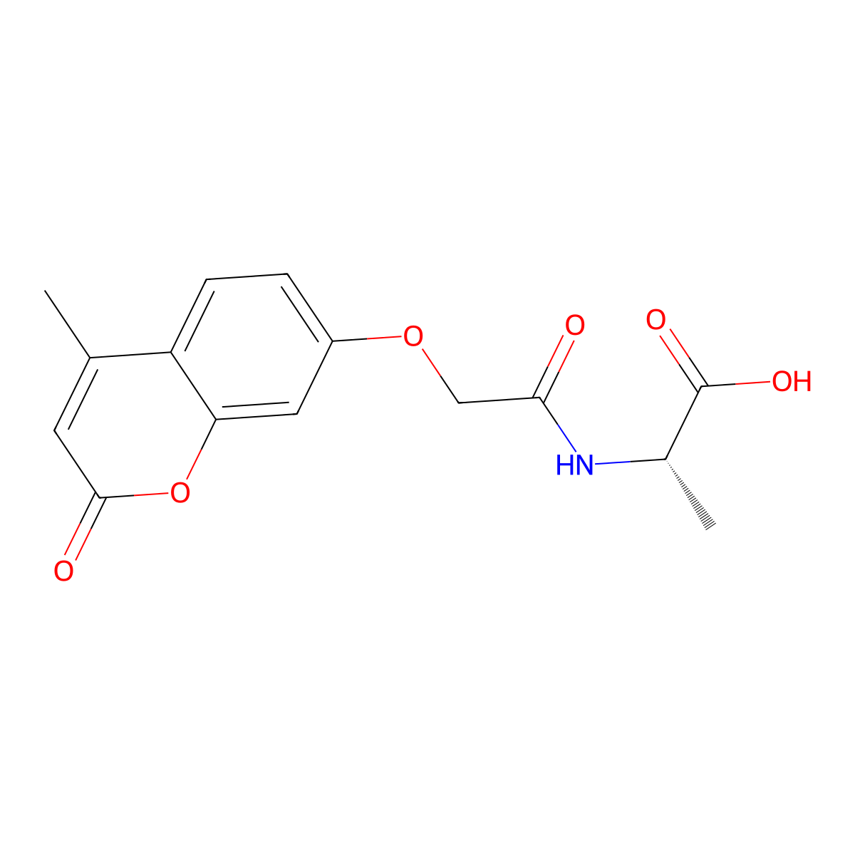 (2S)-2-[[2-(4-methyl-2-oxochromen-7-yl)oxyacetyl]amino]propanoic acid molecular structure, CAS 352429-54-0