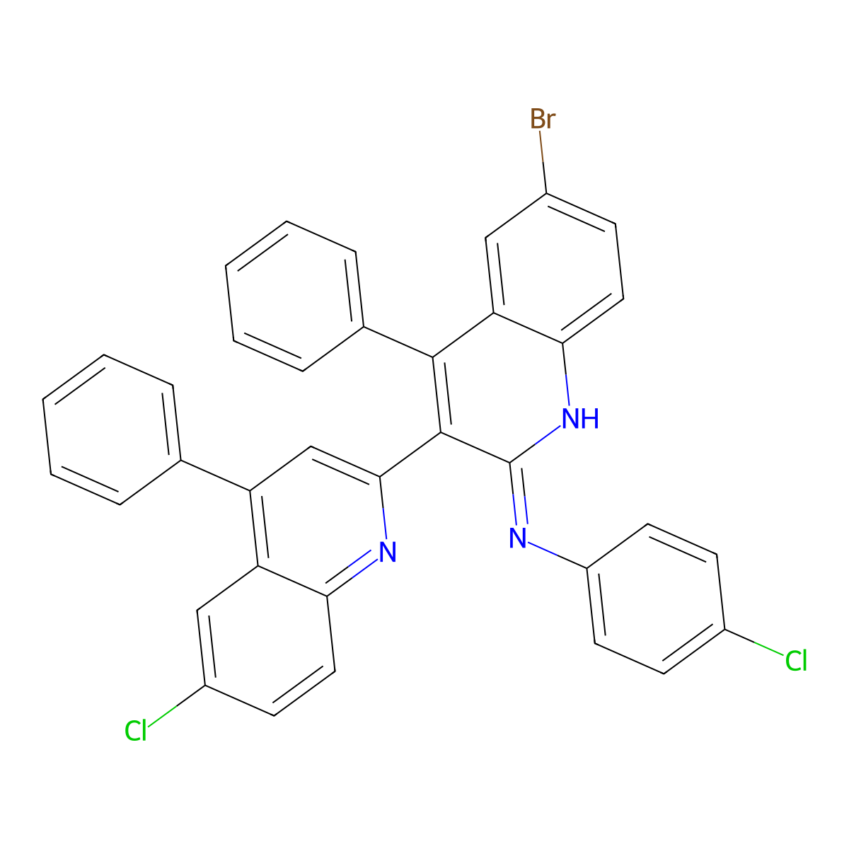 6-bromo-N-(4-chlorophenyl)-3-(6-chloro-4-phenylquinolin-2-yl)-4-phenylquinolin-2-amine molecular structure, CAS 352435-06-4