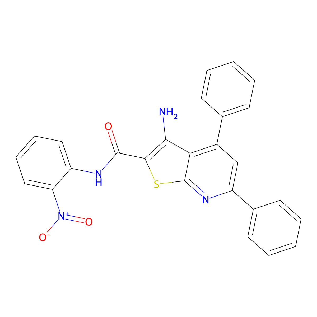 3-amino-N-(2-nitrophenyl)-4,6-diphenylthieno[2,3-b]pyridine-2-carboxamide molecular structure, CAS 352435-70-2