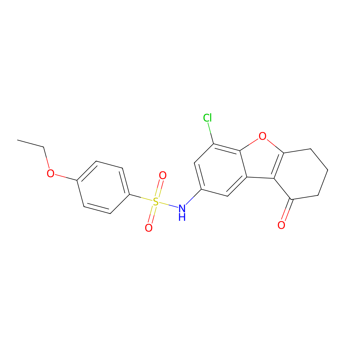 N-(4-chloro-9-oxo-7,8-dihydro-6H-dibenzofuran-2-yl)-4-ethoxybenzenesulfonamide molecular structure, CAS 352435-97-3