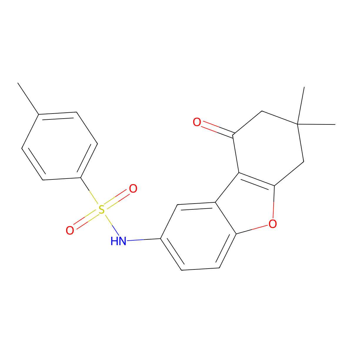 N-(7,7-dimethyl-9-oxo-6,7,8,9-tetrahydrodibenzo[b,d]furan-2-yl)-4-methylbenzenesulfonamide molecular structure, CAS 352436-00-1