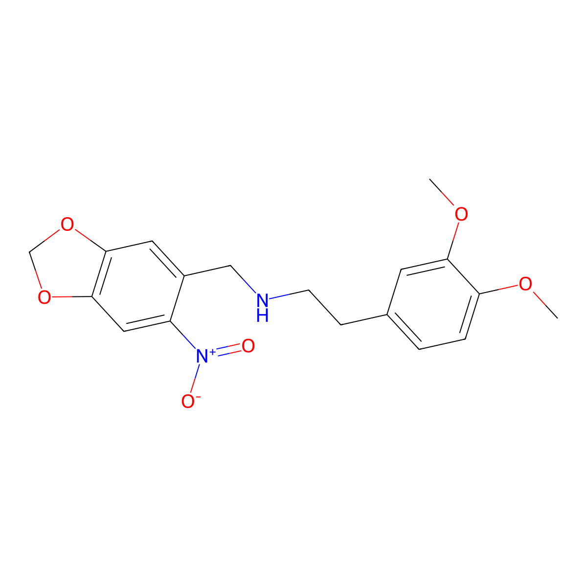 2-(3,4-dimethoxyphenyl)-N-[(6-nitro-1,3-benzodioxol-5-yl)methyl]ethanamine molecular structure, CAS 352436-20-5