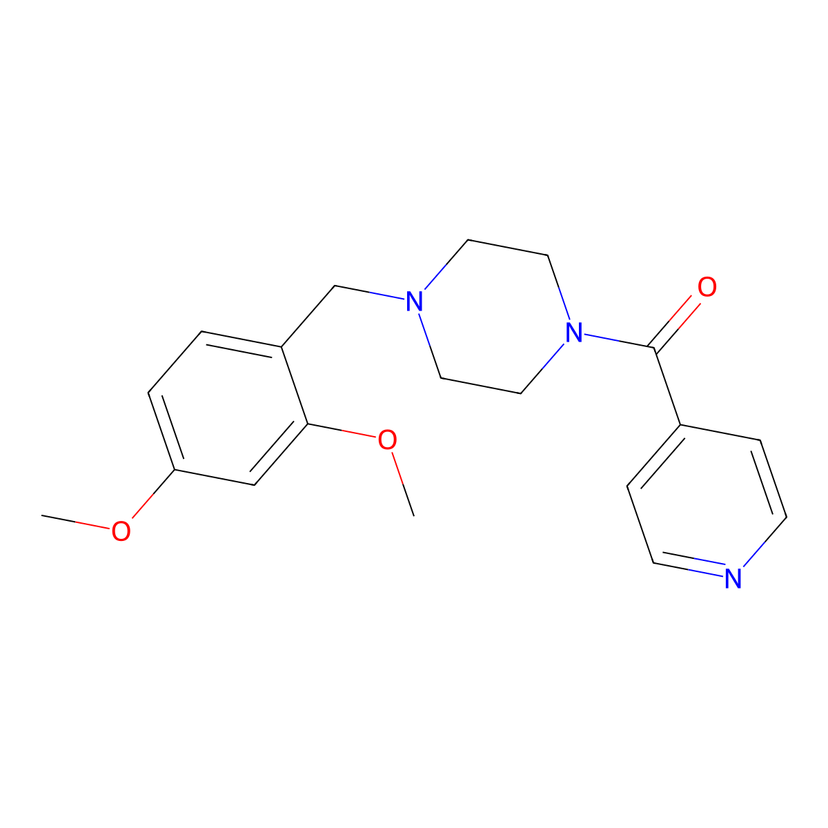 [4-(2,4-Dimethoxybenzyl)piperazin-1-yl](pyridin-4-yl)methanone molecular structure, CAS 352436-35-2