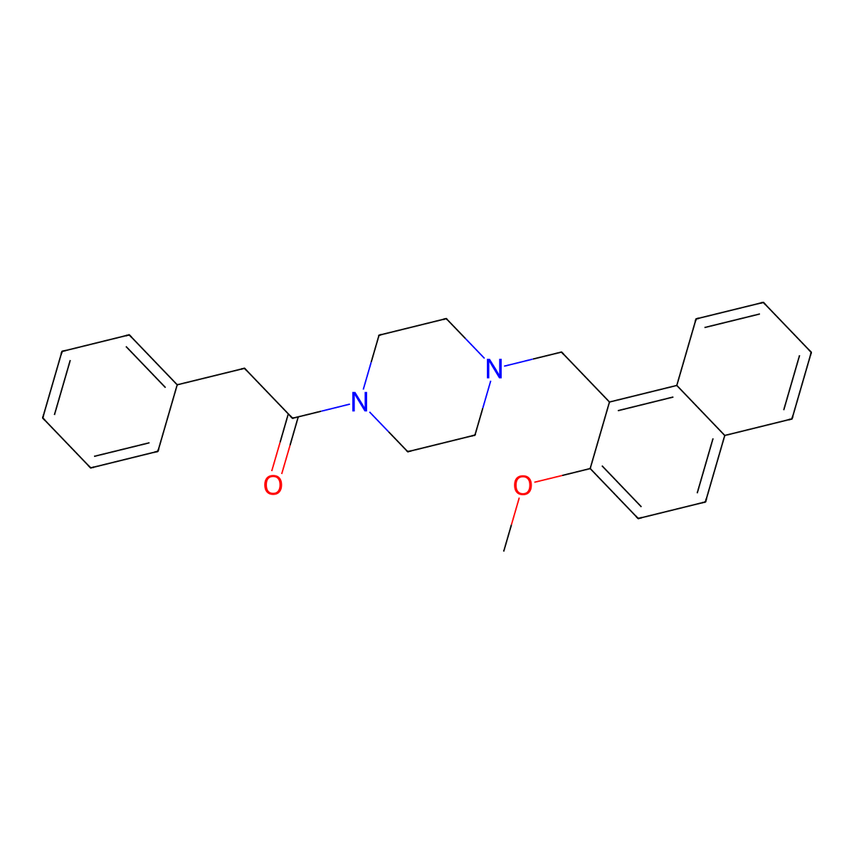 1-[4-[(2-Methoxynaphthalen-1-yl)methyl]piperazin-1-yl]-2-phenylethanone molecular structure, CAS 352436-36-3