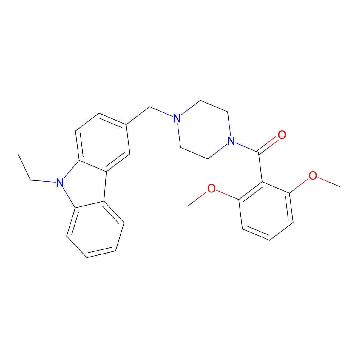 (2,6-Dimethoxyphenyl)-[4-[(9-ethylcarbazol-3-yl)methyl]piperazin-1-yl]methanone molecular structure, CAS 352436-38-5