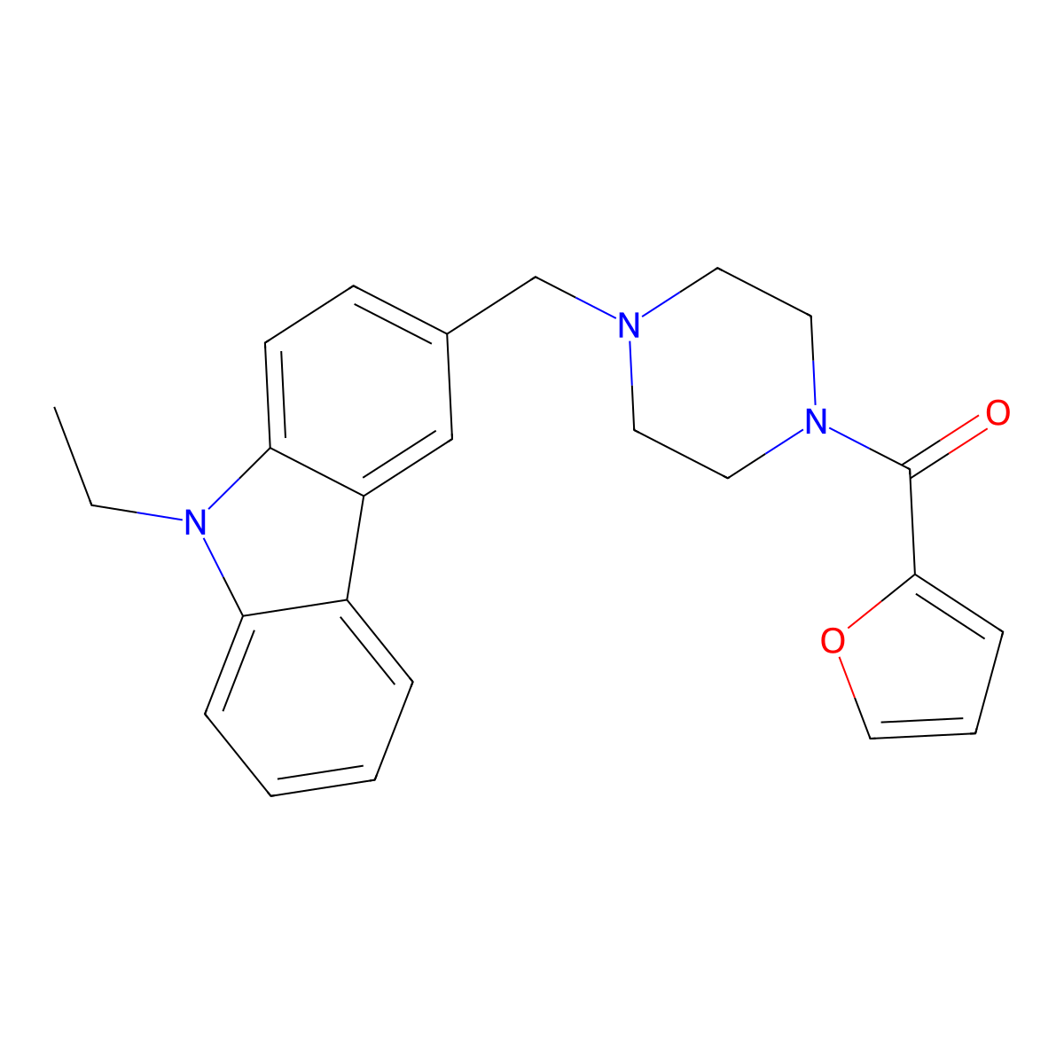 [4-[(9-Ethylcarbazol-3-yl)methyl]piperazin-1-yl]-(furan-2-yl)methanone molecular structure, CAS 352436-47-6
