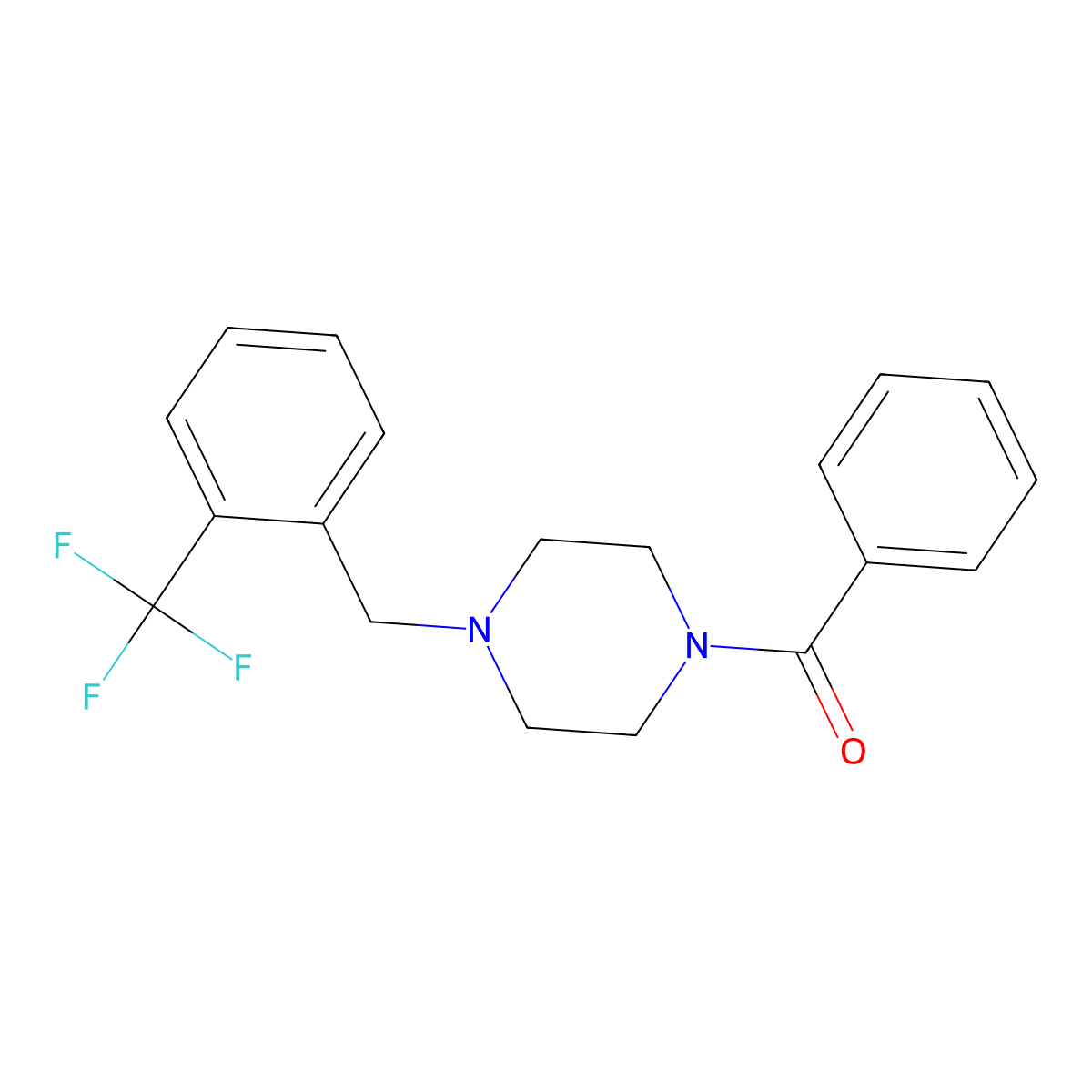 1-Benzoyl-4-{[2-(trifluoromethyl)phenyl]methyl}piperazine molecular structure, CAS 352436-52-3