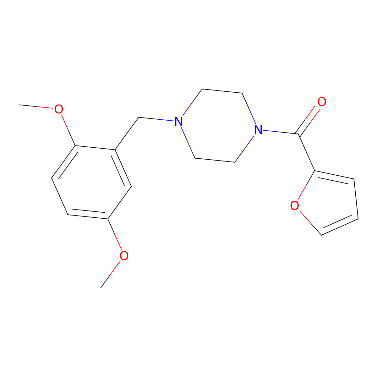 [4-[(2,5-Dimethoxyphenyl)methyl]piperazin-1-yl]-(furan-2-yl)methanone molecular structure, CAS 352436-58-9