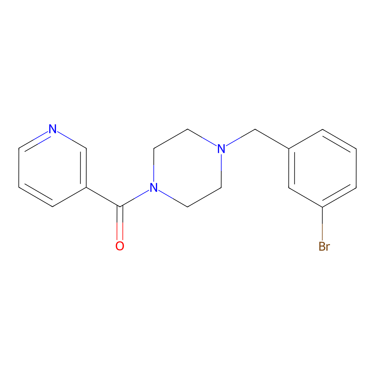 [4-[(3-Bromophenyl)methyl]-1-piperazinyl]-(3-pyridinyl)methanone molecular structure, CAS 352436-63-6
