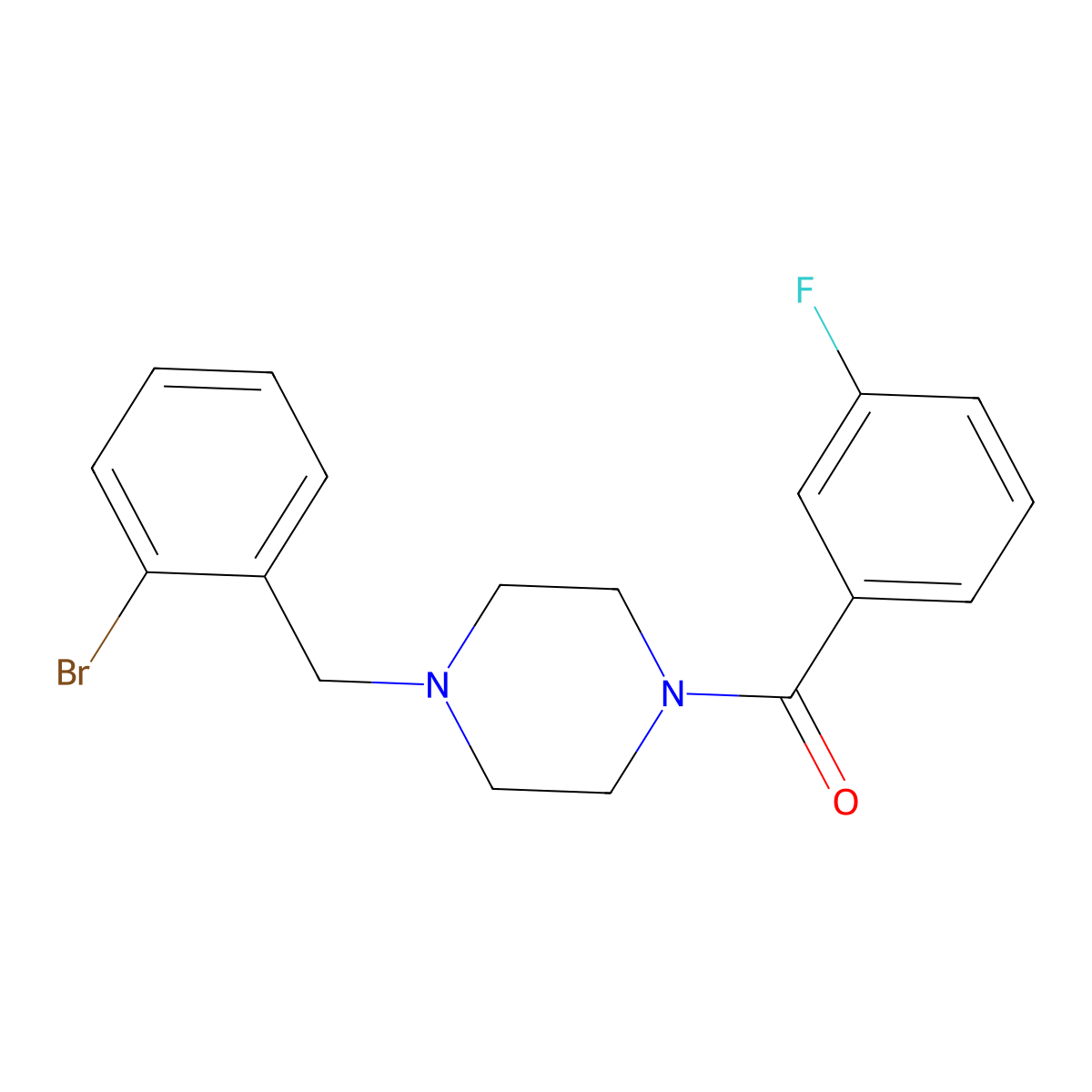 [4-[(2-Bromophenyl)methyl]piperazin-1-yl]-(3-fluorophenyl)methanone molecular structure, CAS 352436-65-8