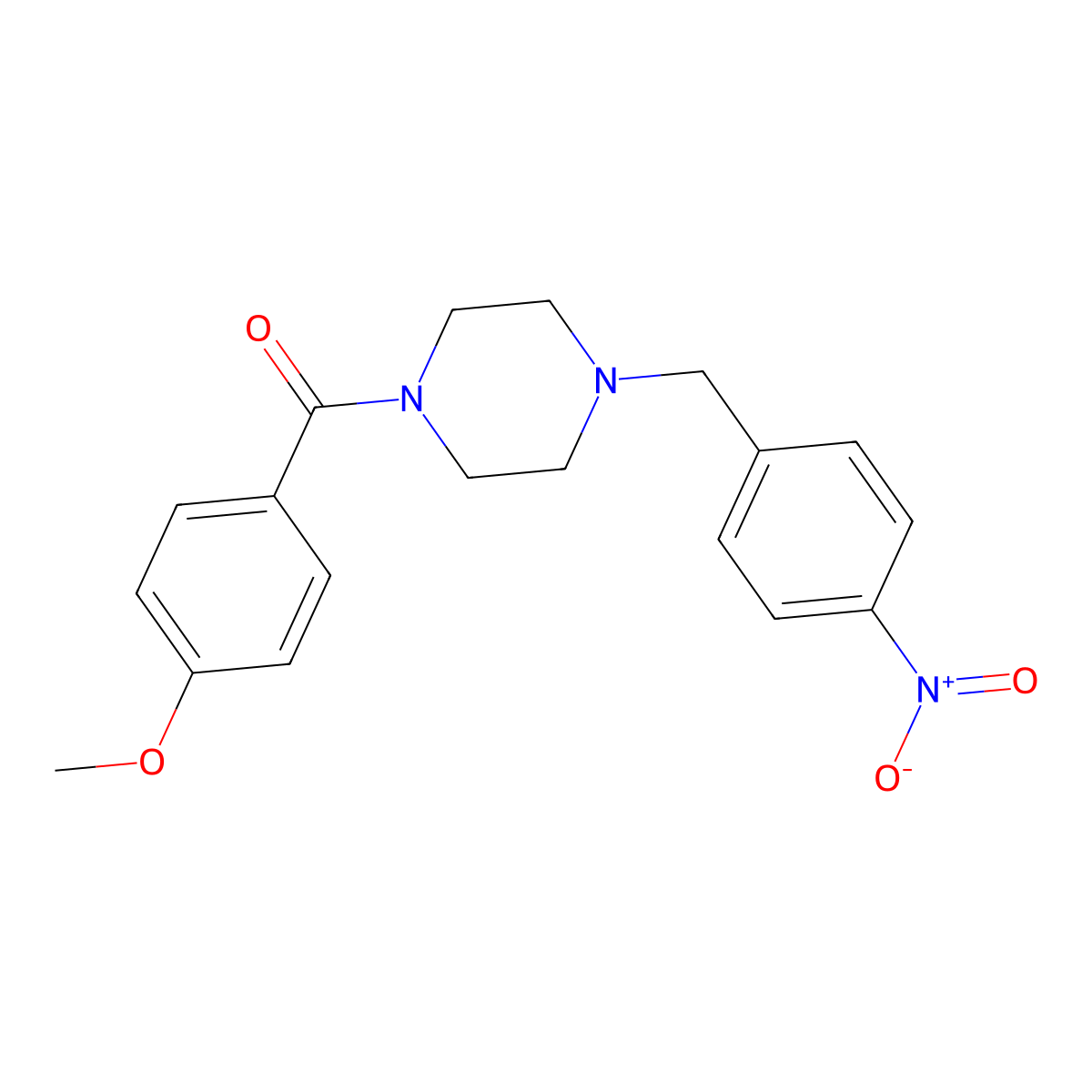 (4-Methoxyphenyl)-[4-[(4-nitrophenyl)methyl]piperazin-1-yl]methanone molecular structure, CAS 352436-69-2