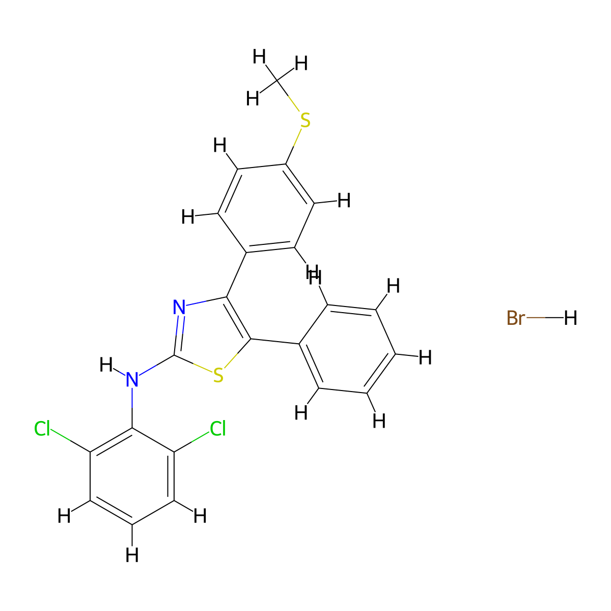 N-(2,6-Dichlorophenyl)-4-(4-(methylthio)phenyl)-5-phenylthiazol-2-amine hydrobromide molecular structure, CAS 352440-77-8