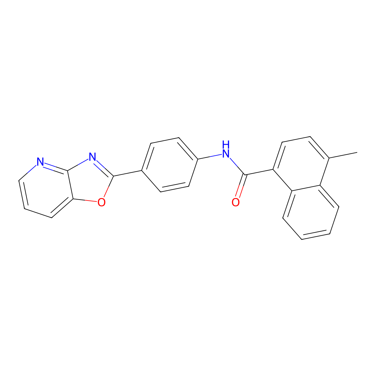 4-methyl-N-[4-([1,3]oxazolo[4,5-b]pyridin-2-yl)phenyl]naphthalene-1-carboxamide molecular structure, CAS 352441-48-6