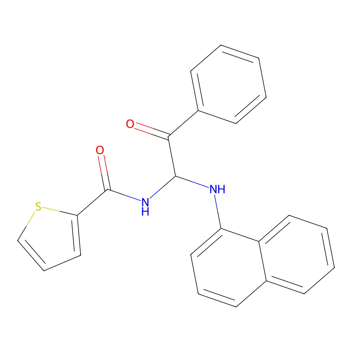 N-[1-(naphthalen-1-ylamino)-2-oxo-2-phenylethyl]thiophene-2-carboxamide molecular structure, CAS 352443-46-0