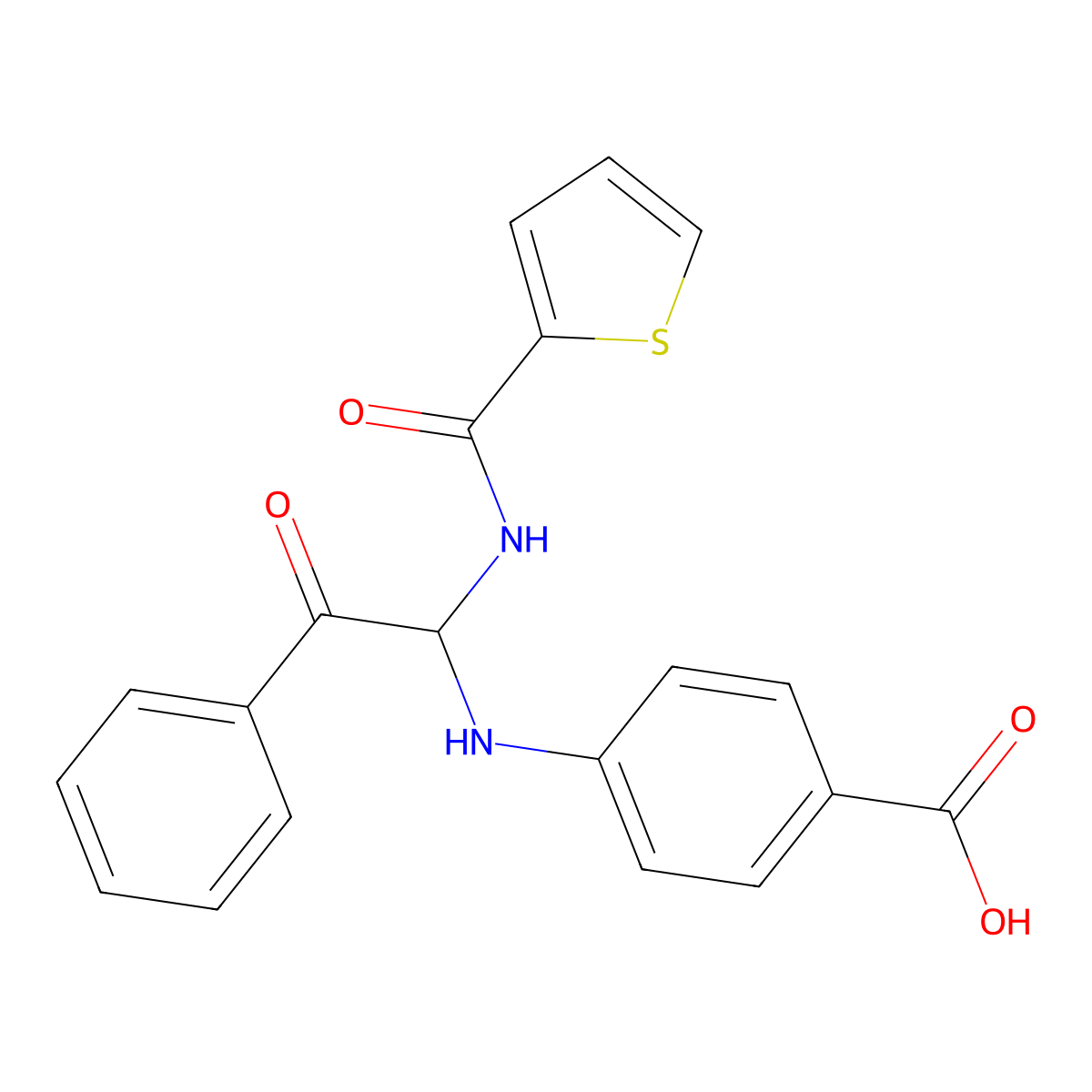 4-({2-Oxo-2-phenyl-1-[(2-thienylcarbonyl)amino]ethyl}amino)benzoic acid molecular structure, CAS 352443-48-2