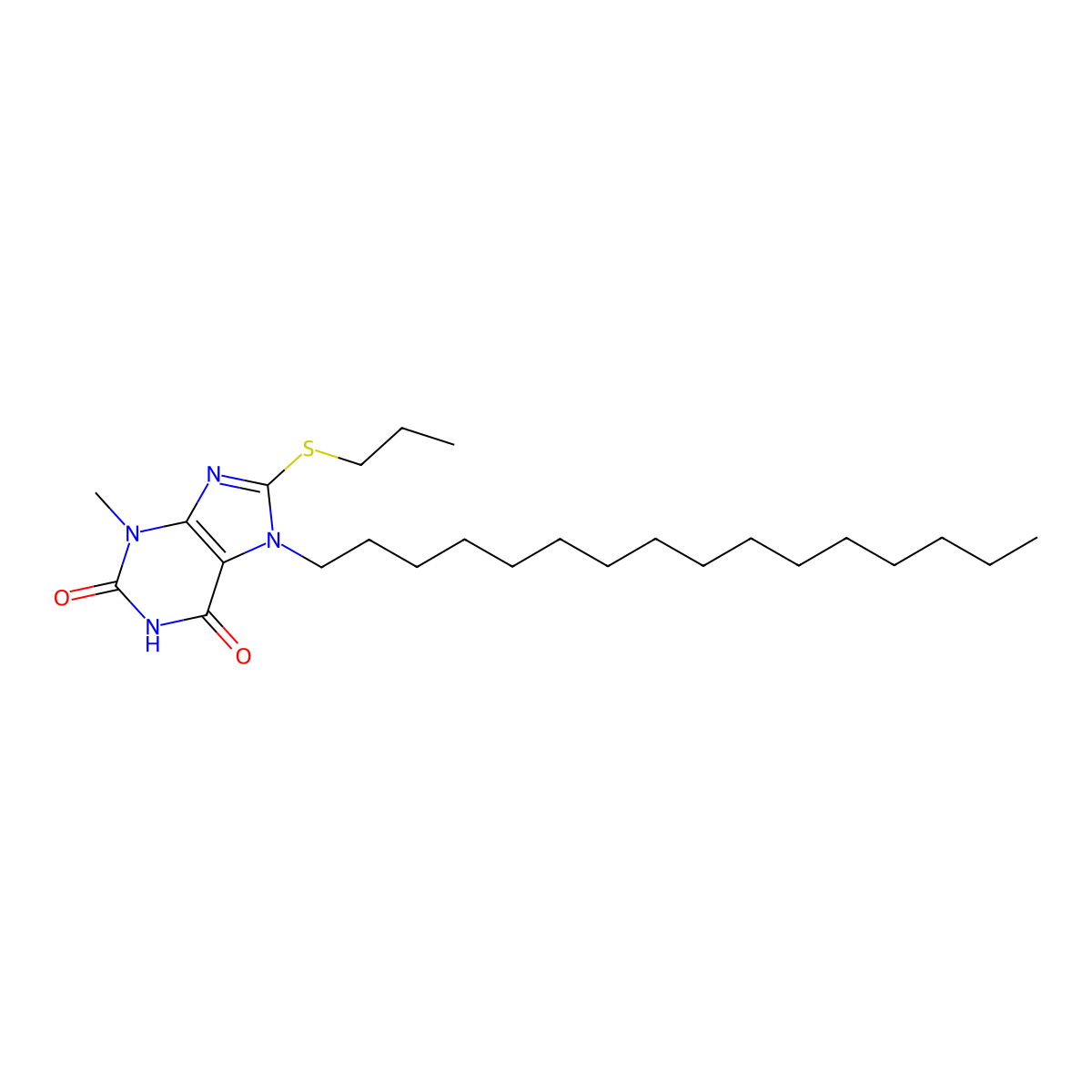 7-Hexadecyl-3-methyl-8-propylsulfanyl-3,7-dihydro-purine-2,6-dione molecular structure, CAS 352443-53-9