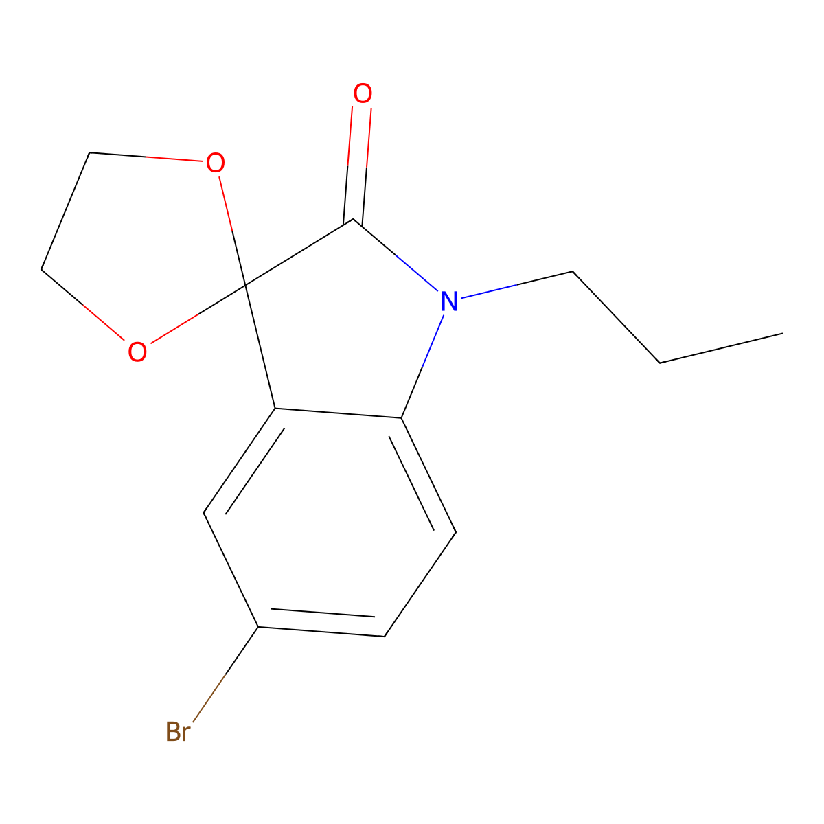 5'-bromo-1'-propylspiro[1,3-dioxolane-2,3'-indol]-2'(1'H)-one molecular structure, CAS 352444-05-4