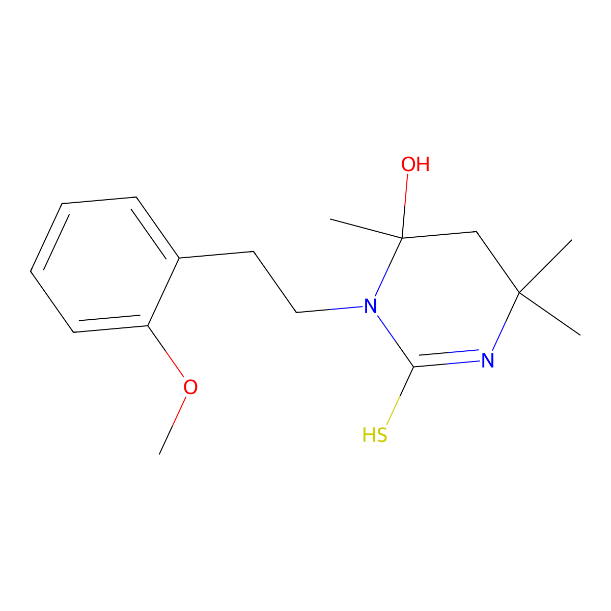6-Hydroxy-1-[2-(2-methoxyphenyl)ethyl]-4,4,6-trimethyl-1,3-diazinane-2-thione molecular structure, CAS 352444-09-8