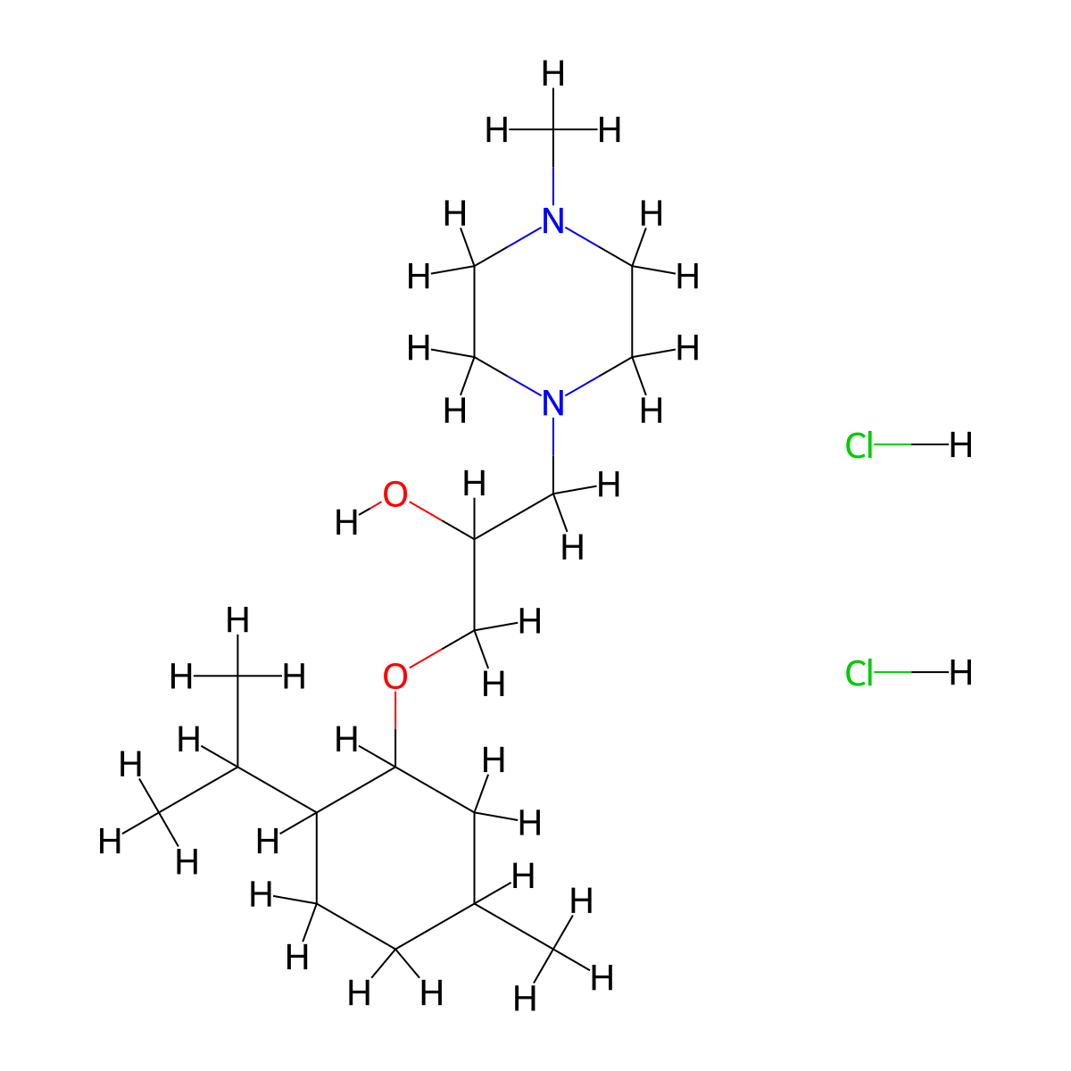 1-((2-Isopropyl-5-methylcyclohexyl)oxy)-3-(4-methylpiperazin-1-yl)propan-2-ol dihydrochloride molecular structure, CAS 352444-90-7