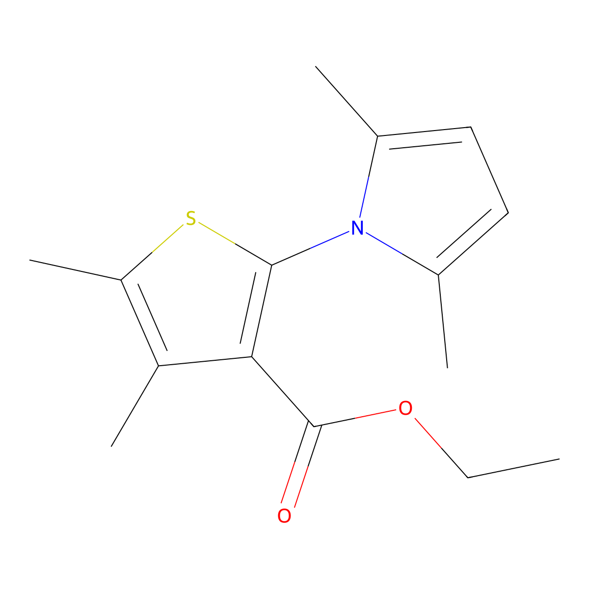 ethyl 2-(2,5-dimethyl-1H-pyrrol-1-yl)-4,5-dimethylthiophene-3-carboxylate molecular structure, CAS 352444-96-3