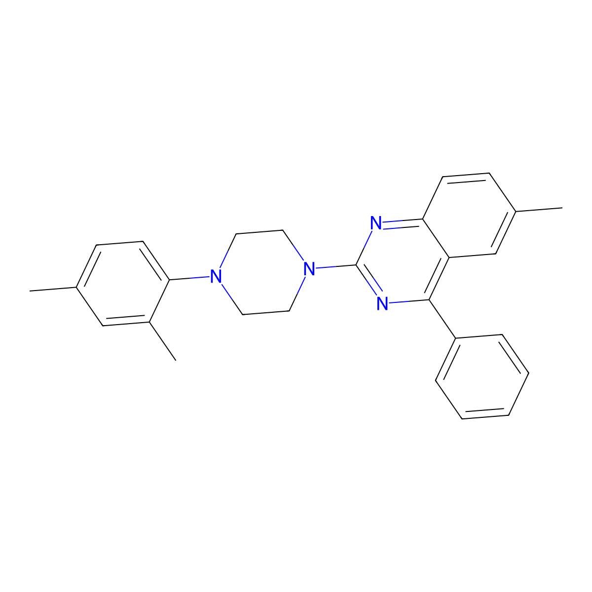 2-[4-(2,4-Dimethylphenyl)piperazin-1-yl]-6-methyl-4-phenylquinazoline molecular structure, CAS 352445-15-9