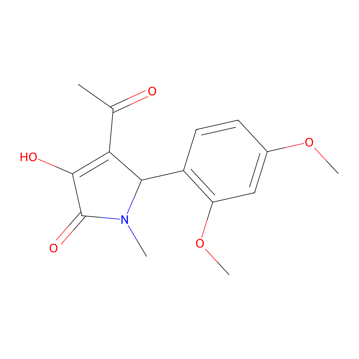 3-acetyl-2-(2,4-dimethoxyphenyl)-4-hydroxy-1-methyl-2H-pyrrol-5-one molecular structure, CAS 352445-19-3