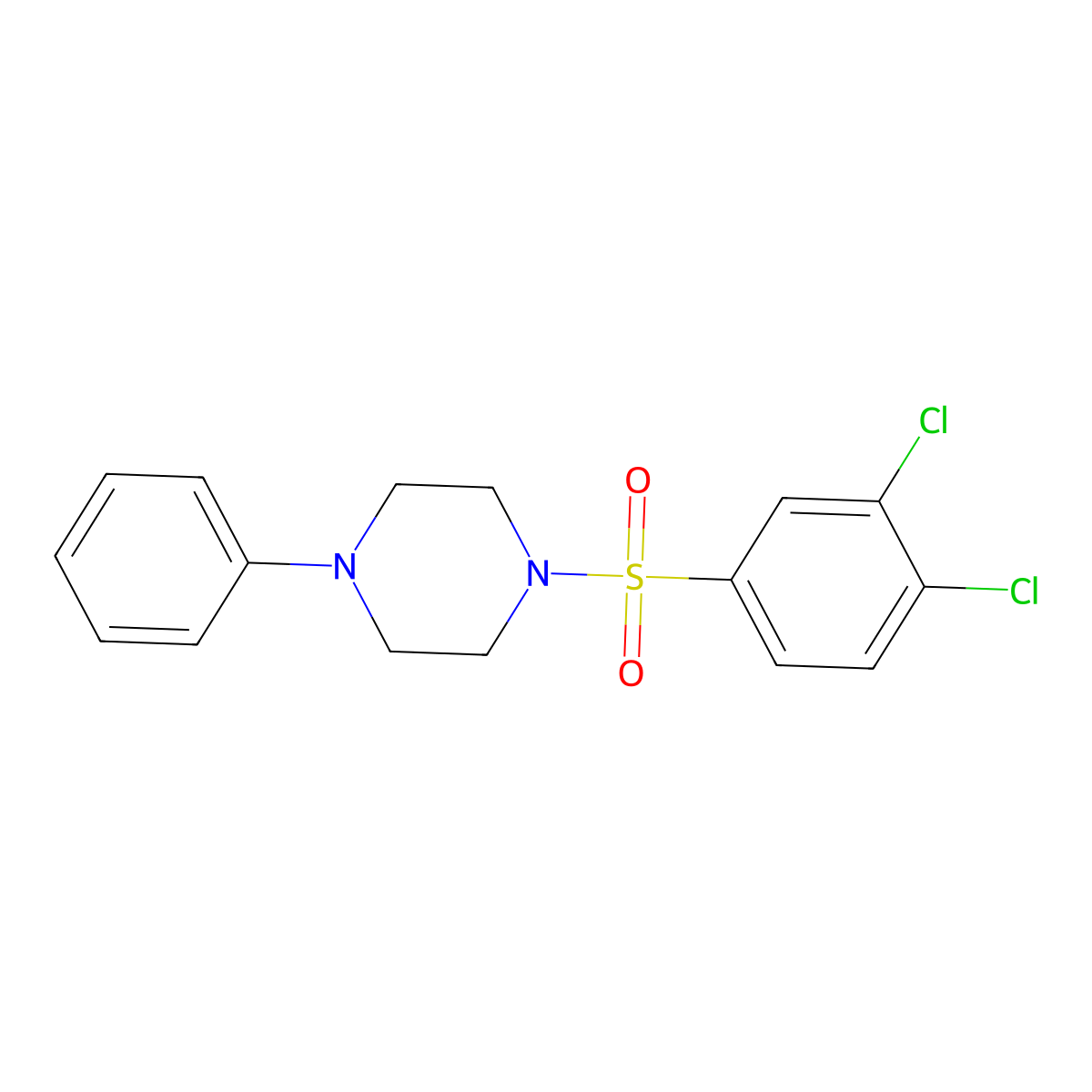 4-Phenyl-1-(3,4-dichlorophenylsulfo)piperazine molecular structure, CAS 352445-25-1