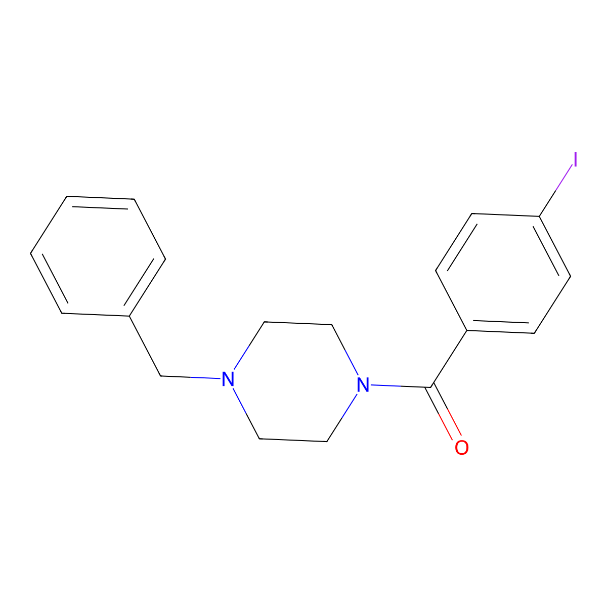 1-Benzyl-4-(4-iodobenzoyl)piperazine molecular structure, CAS 352445-27-3