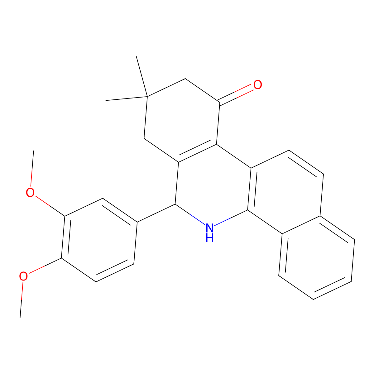 6-(3,4-Dimethoxyphenyl)-8,8-dimethyl-5,6,7,9-tetrahydrobenzo[c]phenanthridin-10-one molecular structure, CAS 352445-55-7