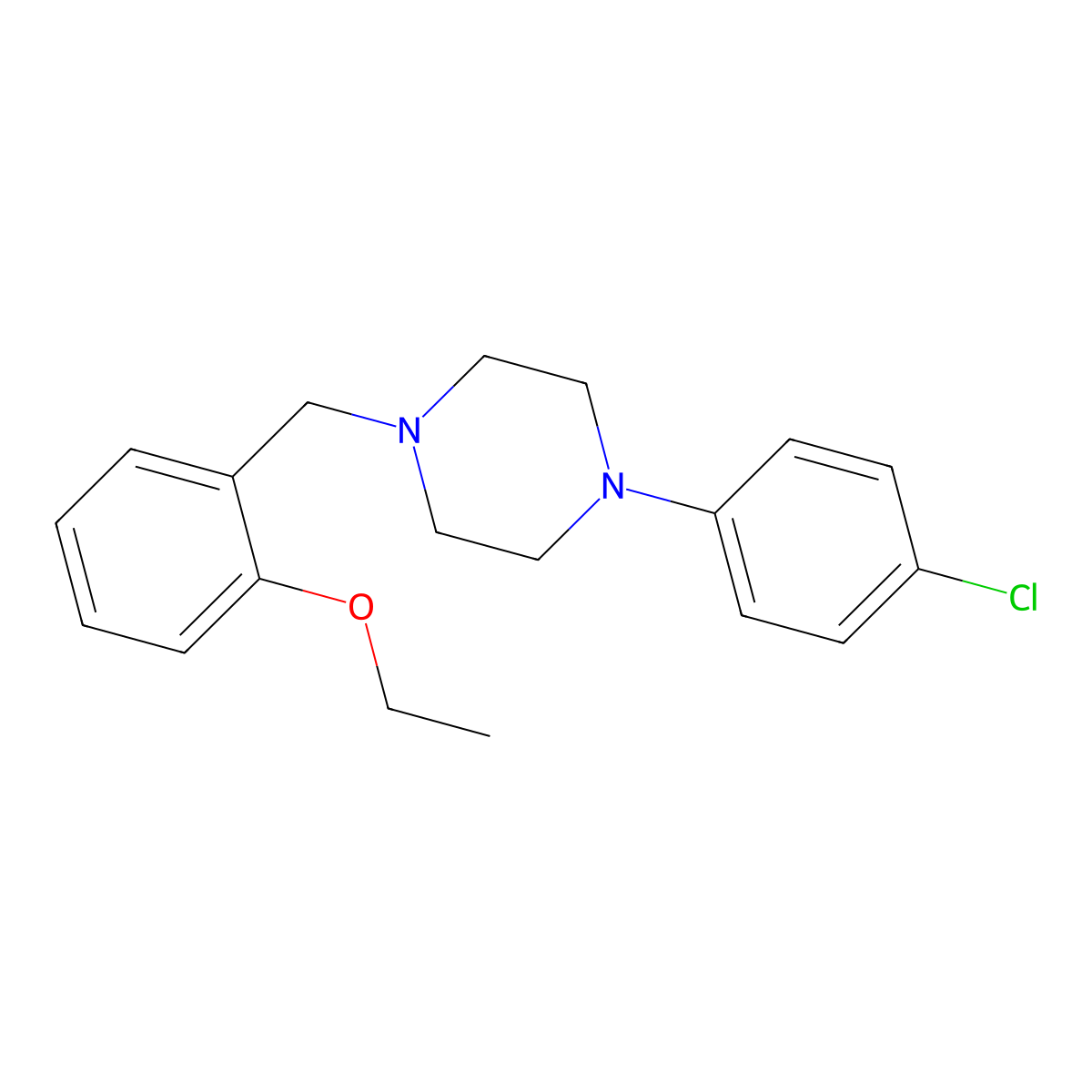 1-(4-Chlorophenyl)-4-(2-ethoxybenzyl)piperazine molecular structure, CAS 352445-77-3
