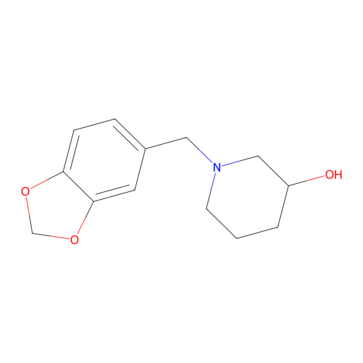 1-(Benzo[d][1,3]dioxol-5-ylmethyl)piperidin-3-ol molecular structure, CAS 352445-85-3