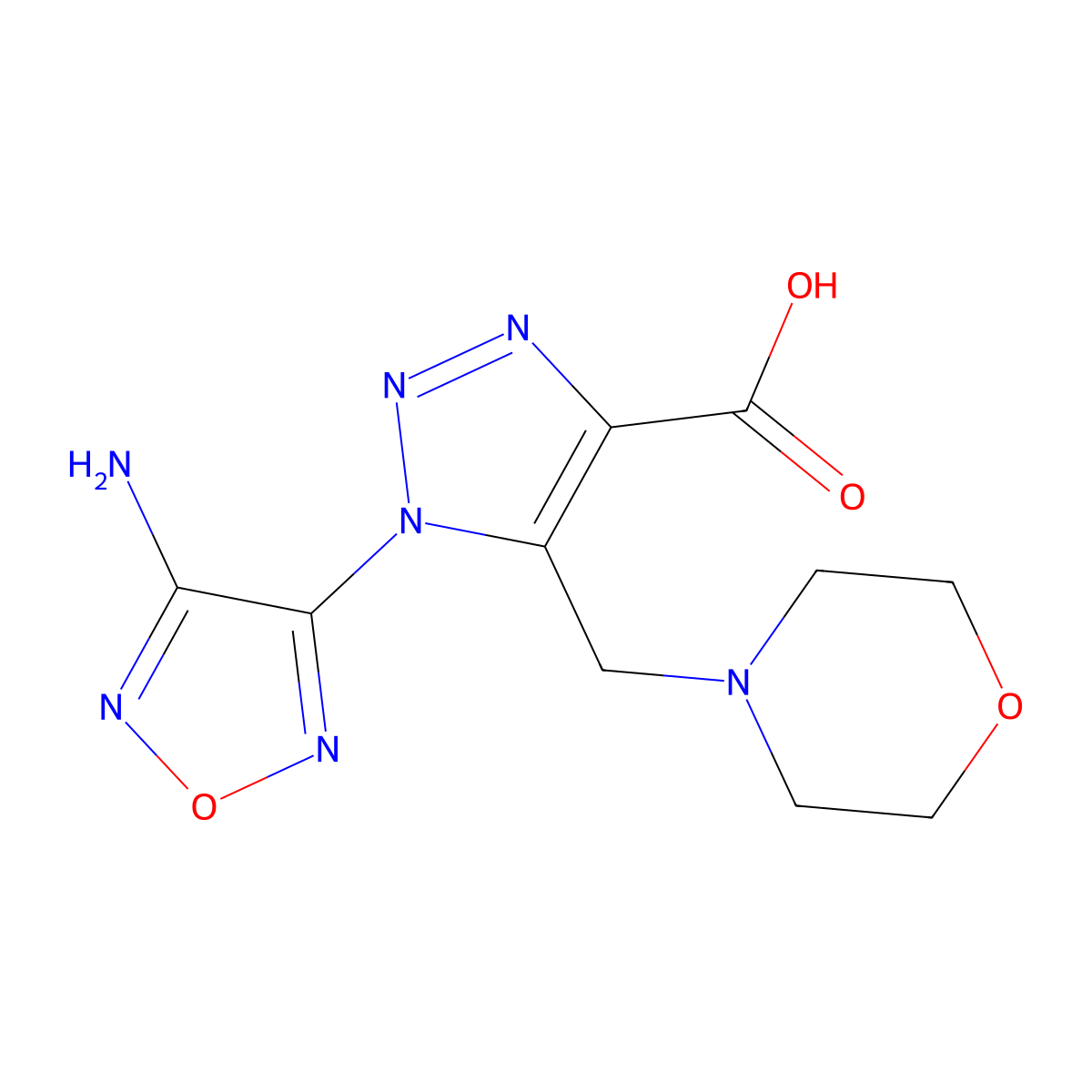1-(4-amino-1,2,5-oxadiazol-3-yl)-5-(morpholin-4-ylmethyl)-1H-1,2,3-triazole-4-carboxylic acid molecular structure, CAS 352446-60-7