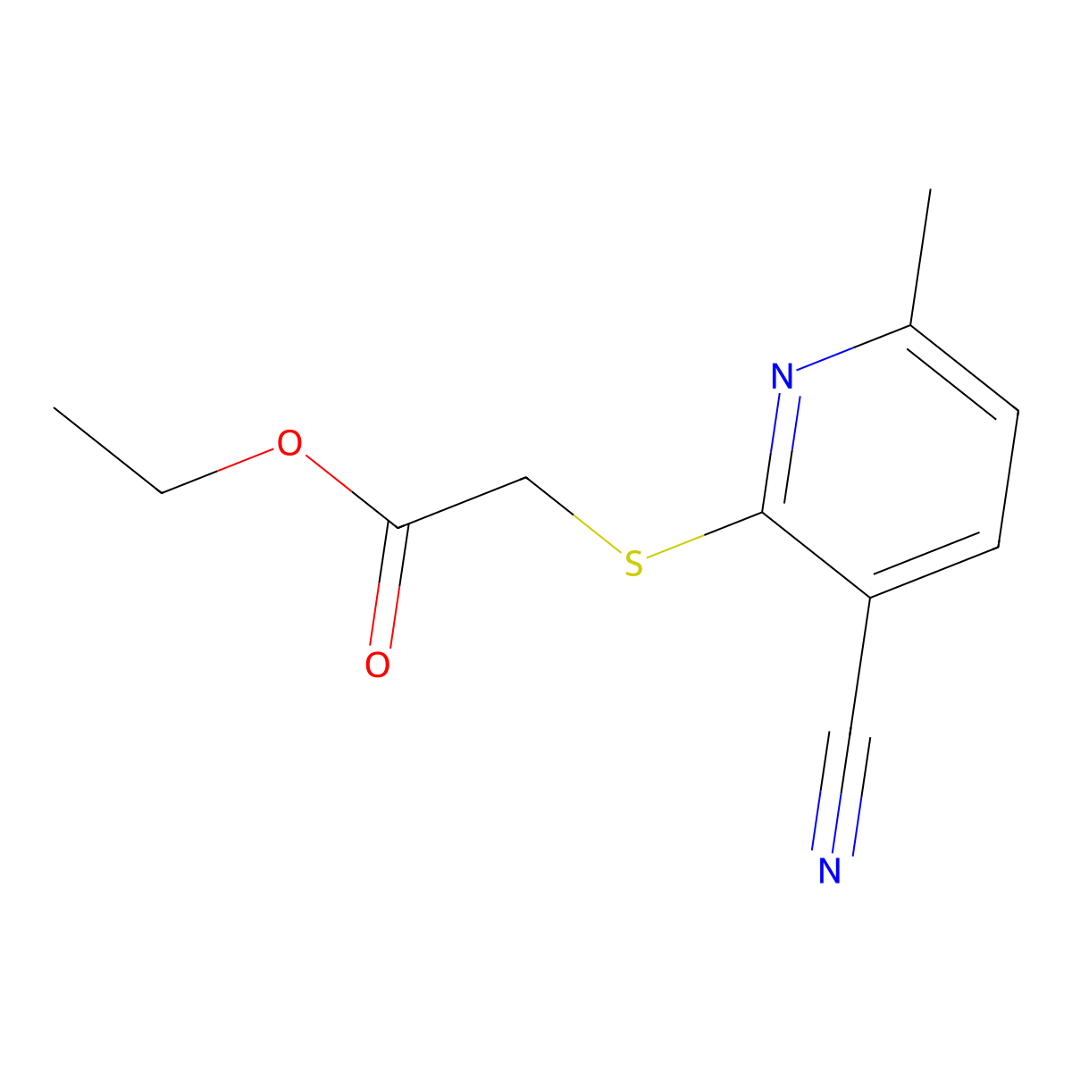 Ethyl 2-((3-cyano-6-methylpyridin-2-yl)thio)acetate molecular structure, CAS 352454-12-7