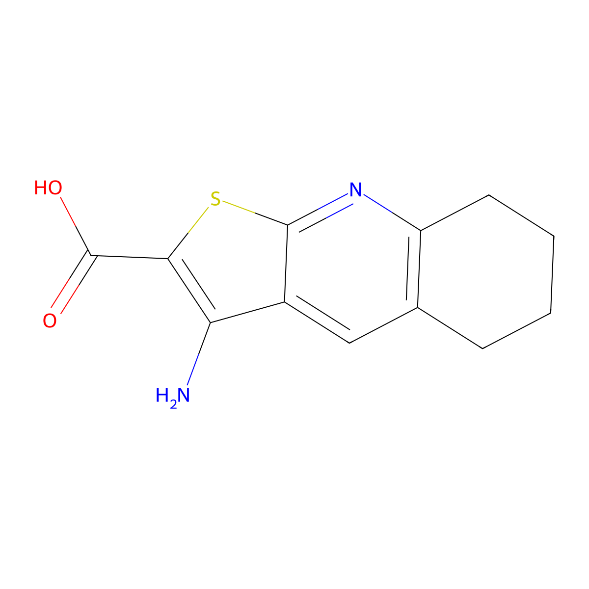 3-Amino-5,6,7,8-tetrahydrothieno[2,3-b]quinoline-2-carboxylic acid molecular structure, CAS 352454-15-0