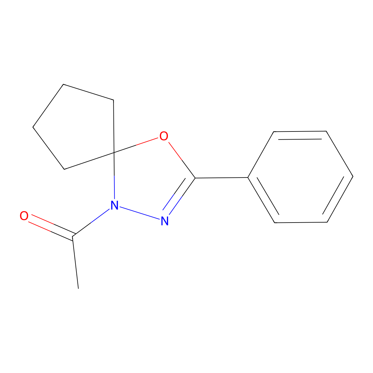1-(3-Phenyl-4-oxa-1,2-diaza-spiro[4.4]non-2-en-1-yl)-ethanone molecular structure, CAS 352454-16-1
