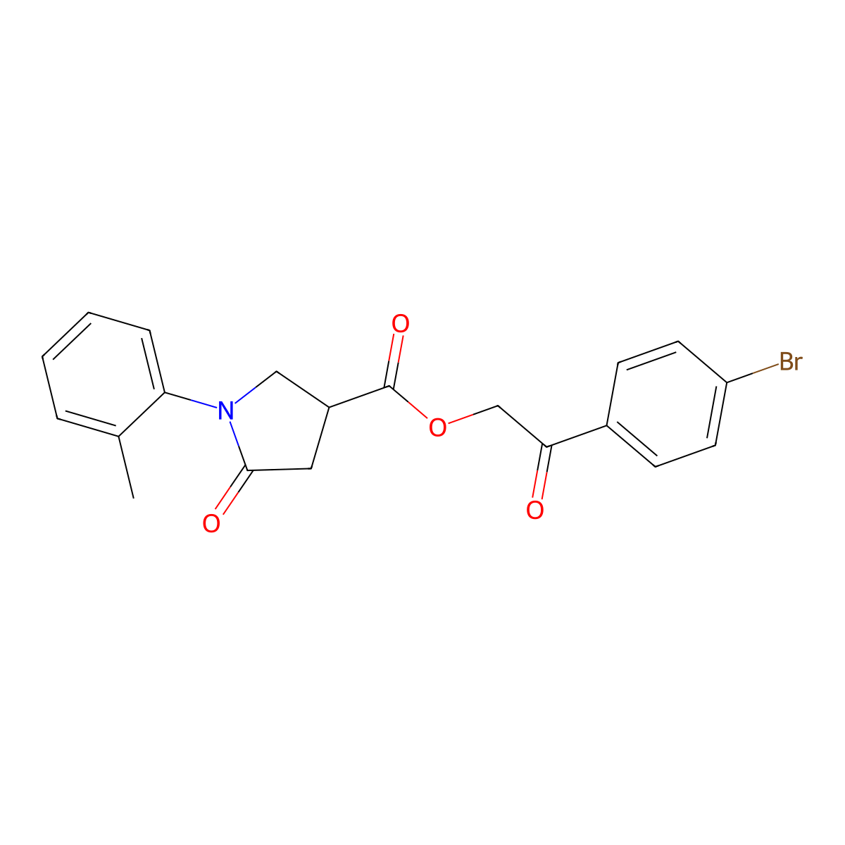 2-(4-Bromophenyl)-2-oxoethyl 1-(2-methylphenyl)-5-oxopyrrolidine-3-carboxylate molecular structure, CAS 352454-18-3