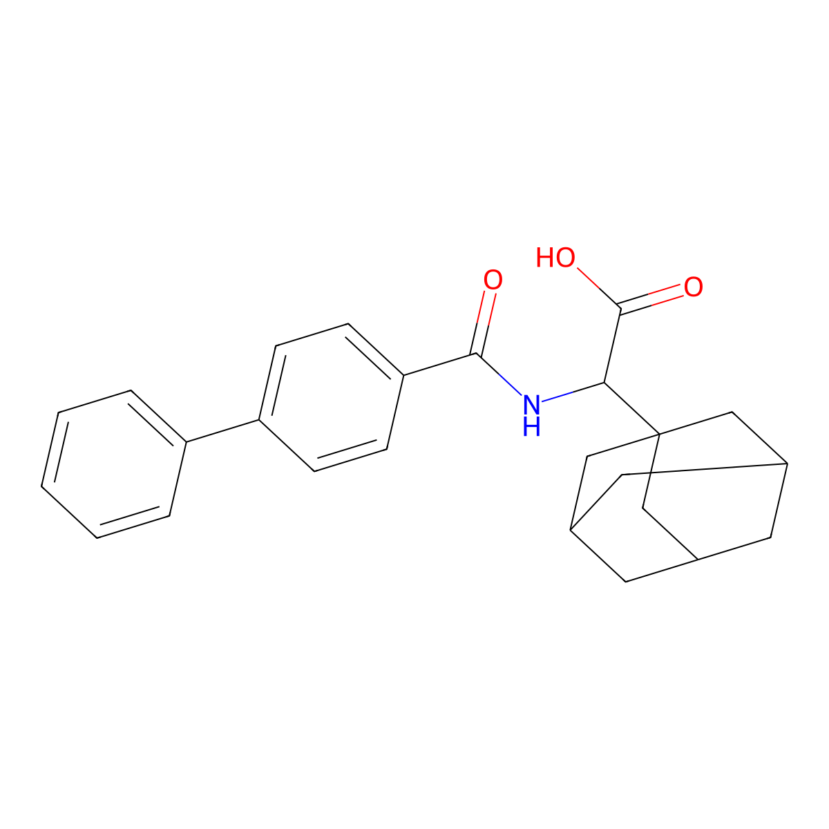 2-(1-Adamantyl)-2-[(4-phenylbenzoyl)amino]acetic acid molecular structure, CAS 352458-04-9
