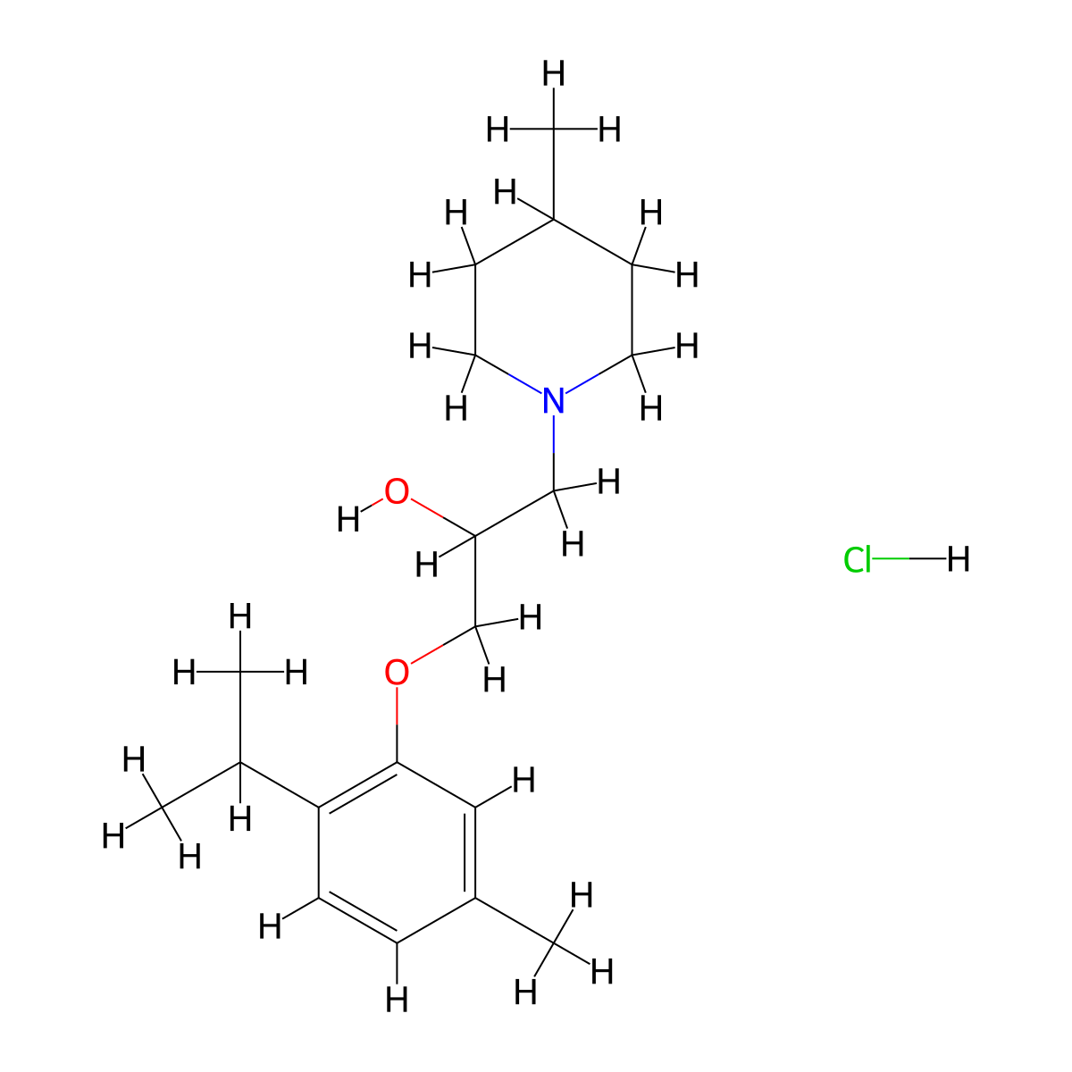 1-(2-Isopropyl-5-methylphenoxy)-3-(4-methylpiperidin-1-yl)propan-2-ol hydrochloride molecular structure, CAS 352458-12-9