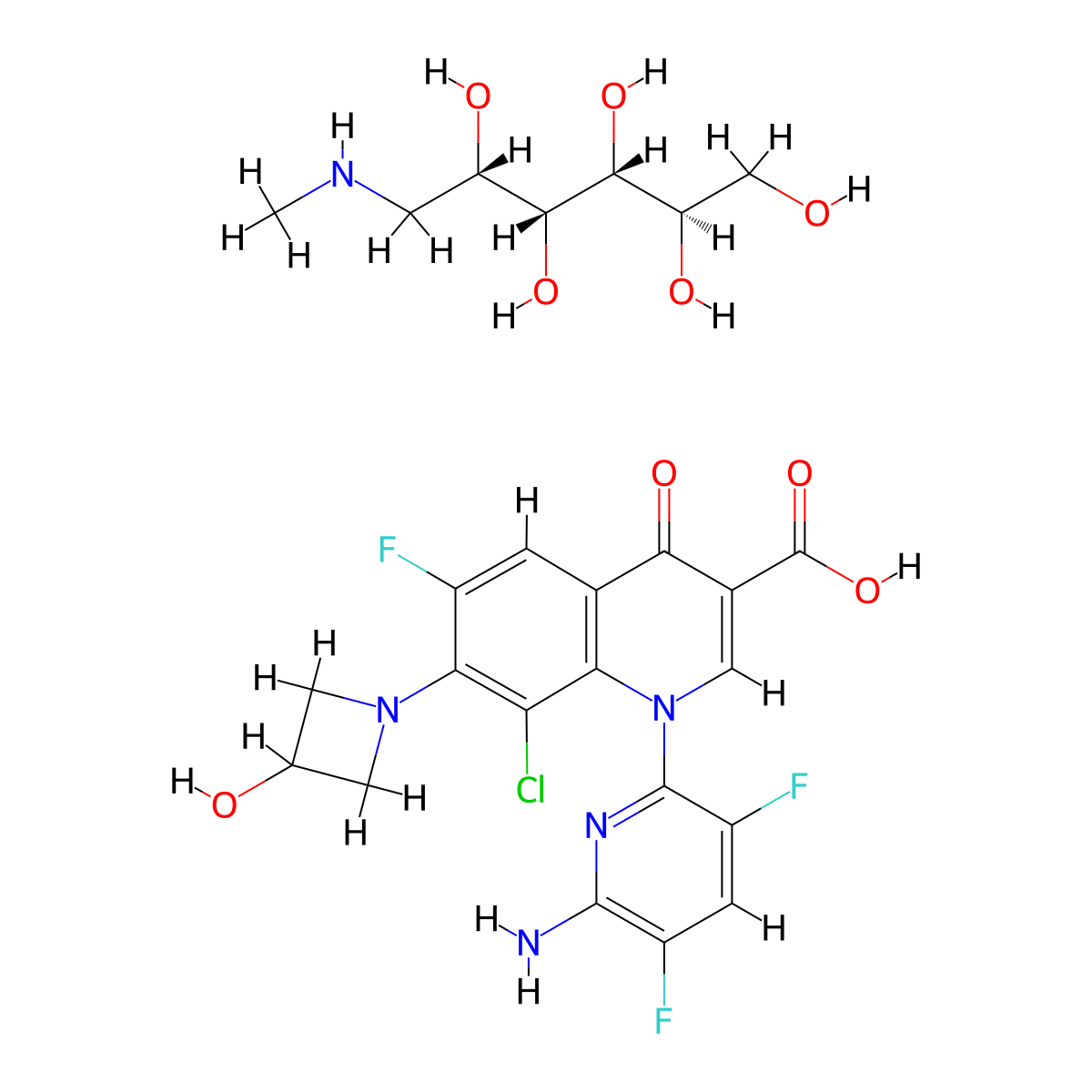 Delafloxacin Meglumine molecular structure, CAS 352458-37-8